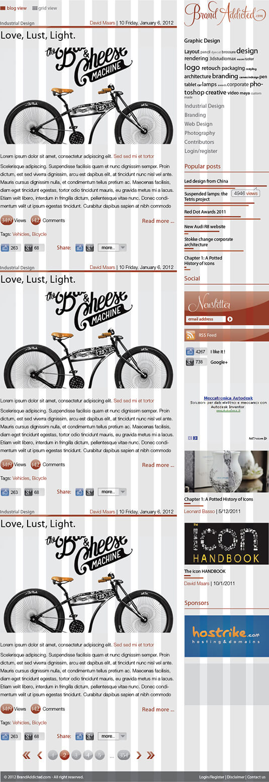 BrandAddicted website design layout