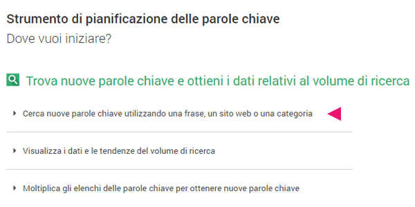 software gratuiti - google keyword planner - strumento di pianificazione delle parole chiave